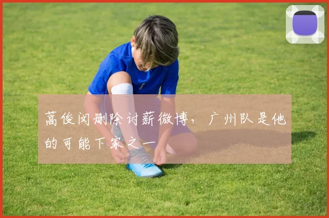 蒿俊闵删除讨薪微博，广州队是他的可能下家之一